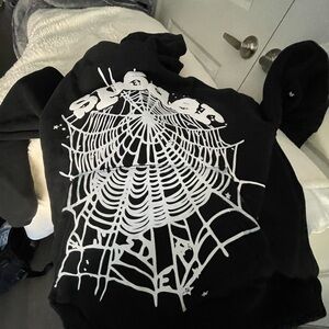 Black and white SP5DER Hoodie oh net design Mens small